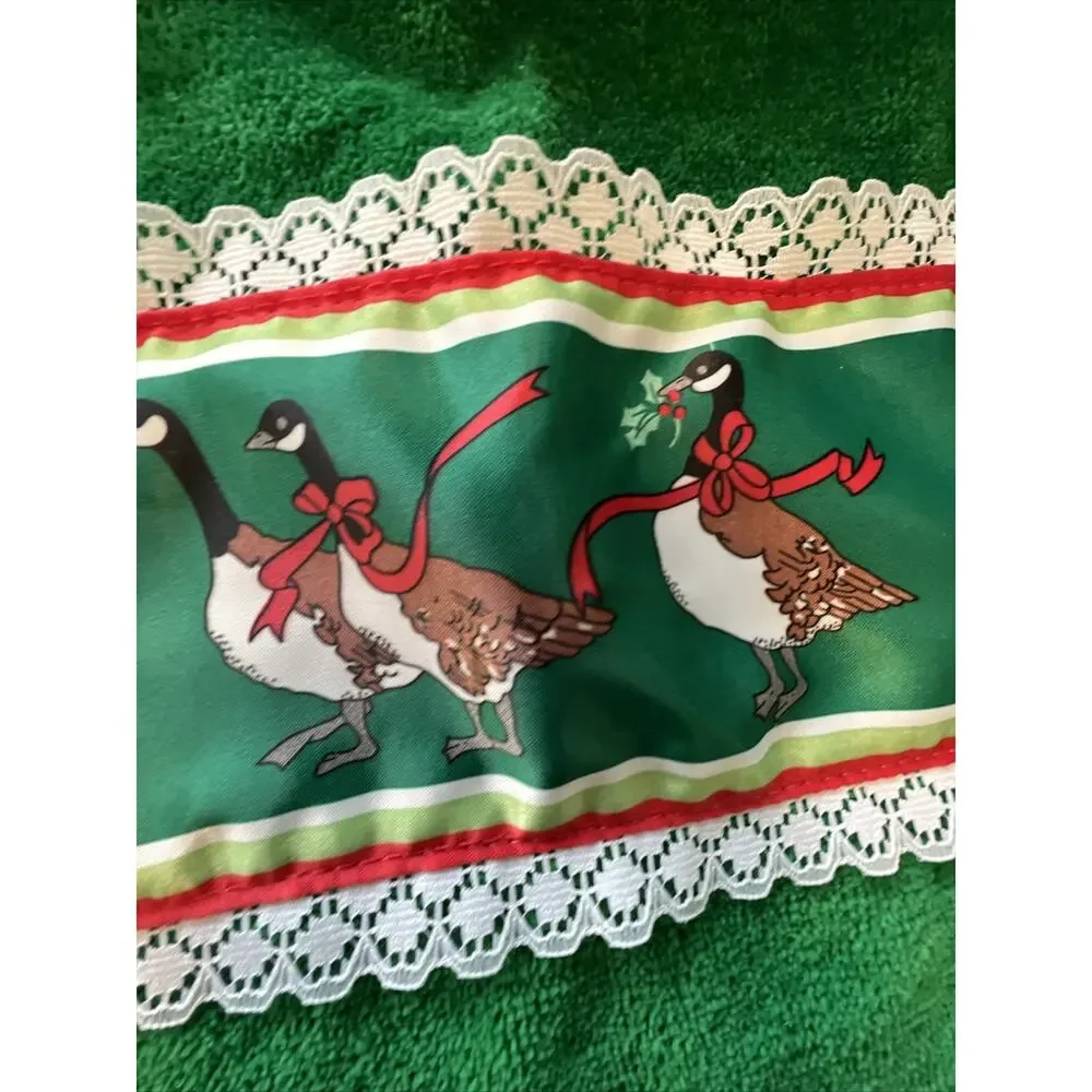 Vtg Christmas Goose Geese Bath Towel Washcloth 2 piece set